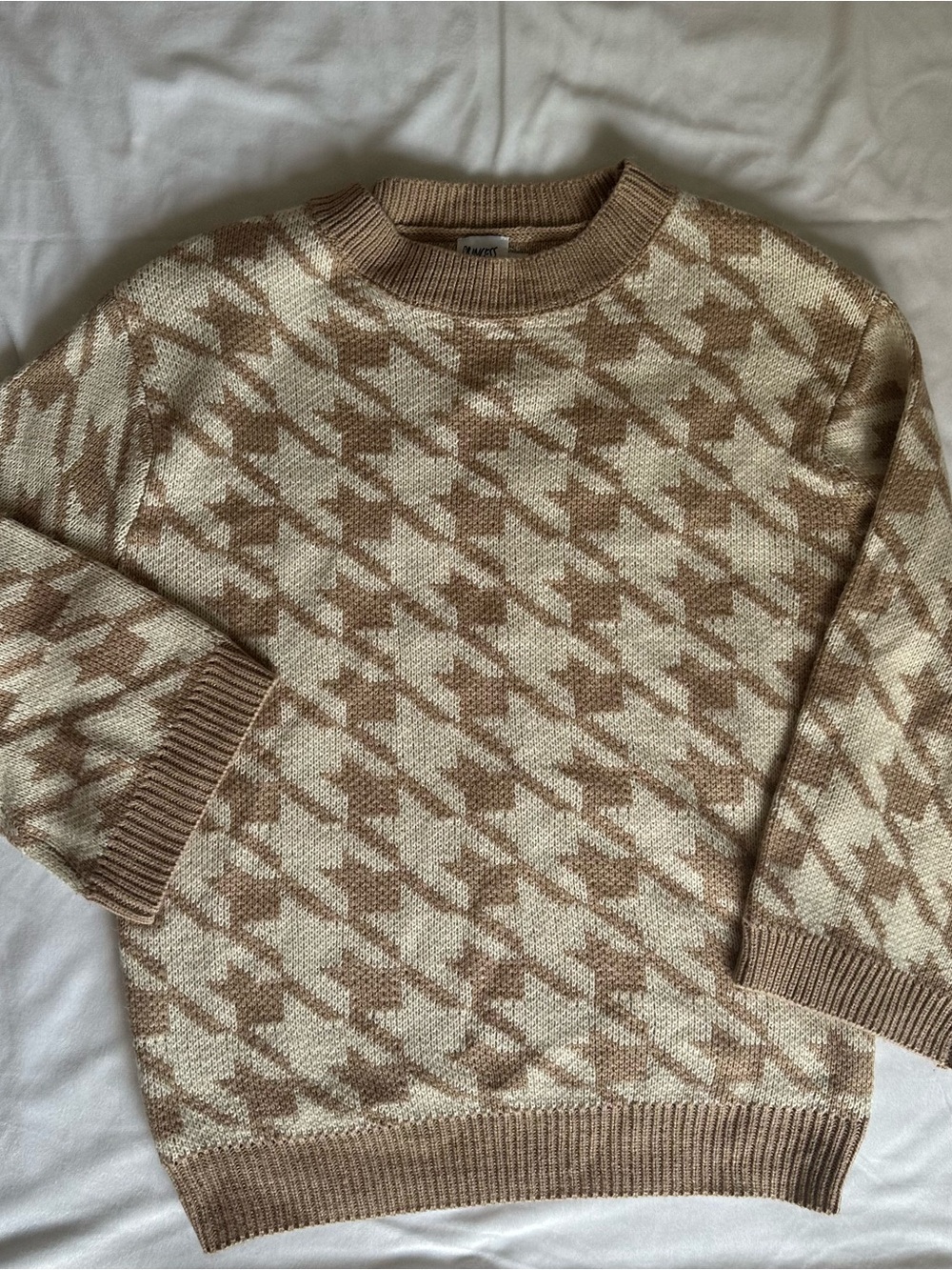 Princess Polly Neutral Houndstooth Knit Sweater
